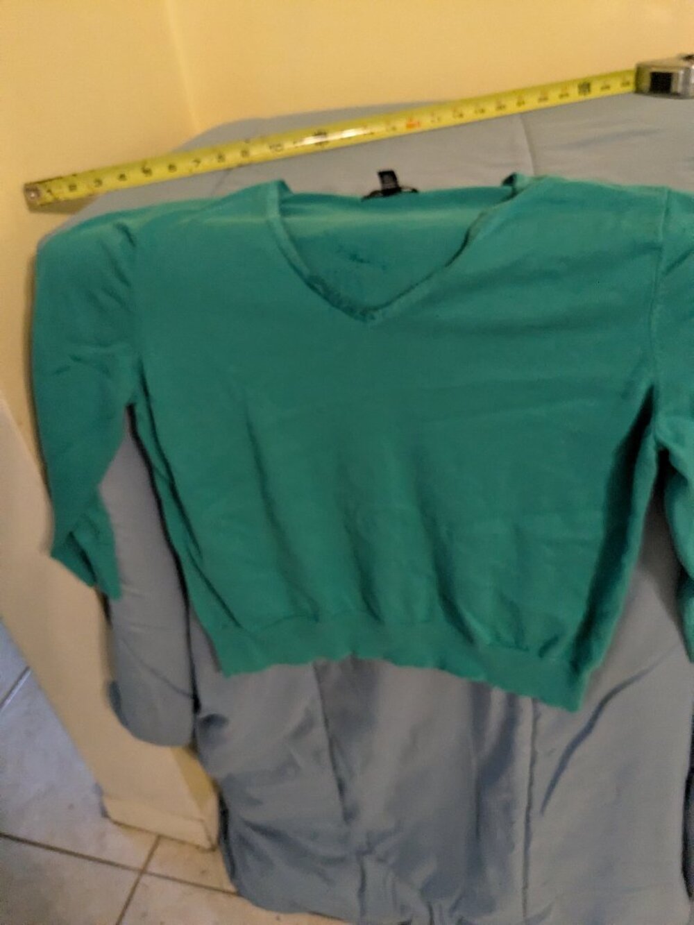 3/4 sleeve green/teal green tshirt.